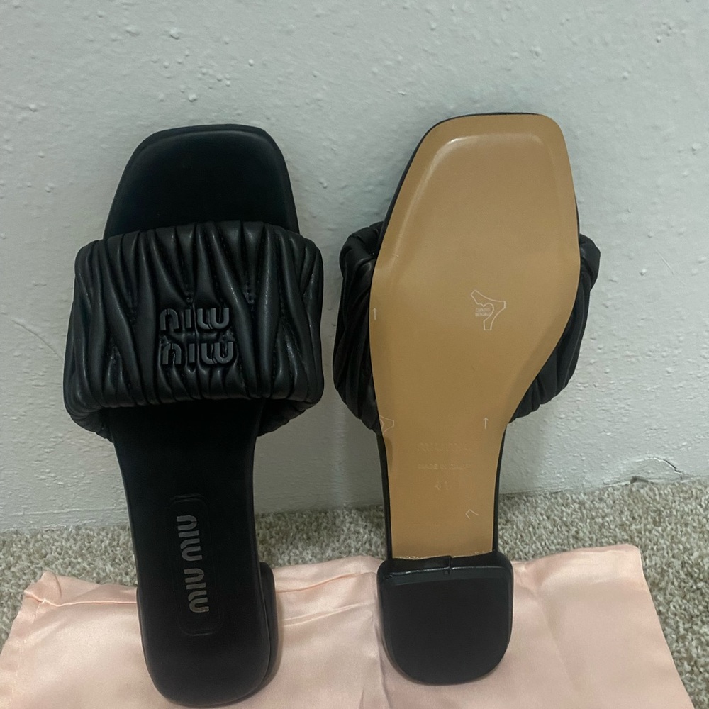 Miu Miu Matelass Leather Slides - image 2